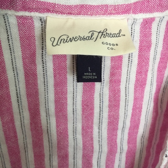 Universal Threads purple/pink and white striped collared crop top large - Picture 2 of 3